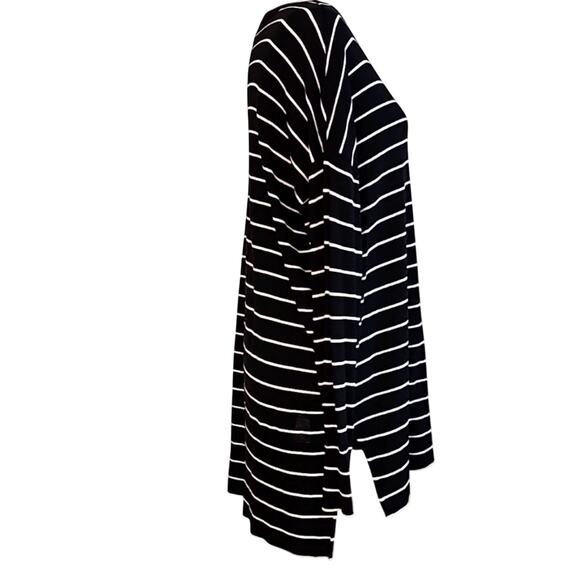 Worthington Black and White Striped Lightweight Sweater V-Neck Womans Size L - Picture 3 of 9